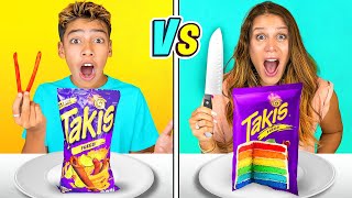 REAL Vs CAKE Challenge DELICIOUS [upl. by Sarchet]