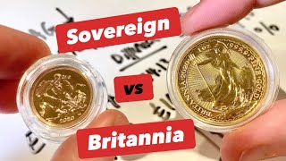 Gold Sovereign vs 1oz Gold Britannia bullion coin Royal Mint Best way to invest in gold in the UK [upl. by Tammie609]