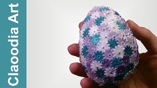 Jajko styropianowe ozdabiane aplikacjami z taśmy Eggs easter decoration [upl. by Enitsirhc]