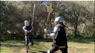 Halberd Knight Fight Alexander VS Joseph Practice Duel Session 221 California ACW Buhurt HMB IMCF [upl. by Emerick381]