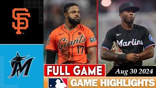 San Francisco Giants Vs Miami Marlins Full Game Hightlights Aug 30 2024  MLB Highlights 2024 [upl. by Asalocin200]