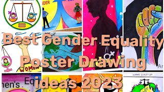 How to draw Gender Equality Drawing  Poster making ideas  Womans day Poster drawing [upl. by Jem917]