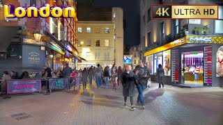 London Nightlife Walk Soho Carnaby and Oxford Street 4K60 [upl. by Bannon]