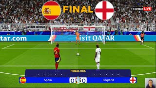 SPAIN Vs ENGLAND  Penalty Shootout  Final UEFA Euro 2024  Yamal vs Saka  PES Gameplay [upl. by Ainoval]