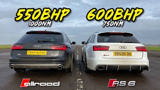 RS6 KILLER 550HP BI TDI A6 ALLROAD vs 600HP RS6 PERFORMANCE [upl. by Lorsung]