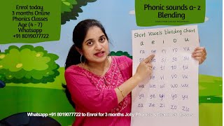 Phonic Sounds of Alphabet  Blending letters  Short Vowel Sounds  phonics rishamam [upl. by Dnana]