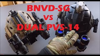 Mod Armory IC D14 Dual Bridged PVS14s vs BNVDSG Binocular Goggles [upl. by Esinaej708]