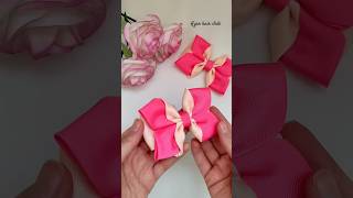 Bow tutorial with grosgrain ribbon step by step easy hair clip tutorial an easy way at home shorts [upl. by Yarehs]