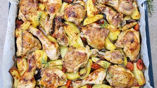 Pollo al forno con patate cipolle e pomodorini [upl. by Anahsor]