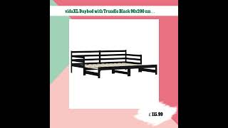 vidaXL Daybed with Trundle Black 90x200 cm Solid Wood Pine [upl. by Connors664]