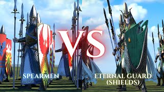 WARHAMMER III Total War  Spearmen VS Eternal Guard Shields [upl. by Dynah]