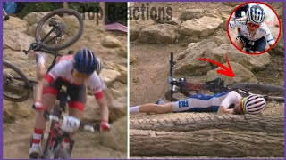 French Rider Loana Lecomte Nasty Crash 🚴‍♀️🔥  Mountain Biking Womens Cross Country  Olympic Games [upl. by Auvil]