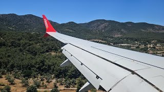 Corendon Boeing 737MAX 9 approach and landing at Lesbos Mytilene [upl. by Dnalram]