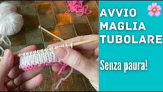 🌸AVVIO MAGLIA TUBOLARE 🧶🥢 Paura Da oggi non più [upl. by Auqeenahs]