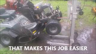 Garden Tractor Engine Swap Easy Using a Hand Crank Winch Lift [upl. by Amaryl]