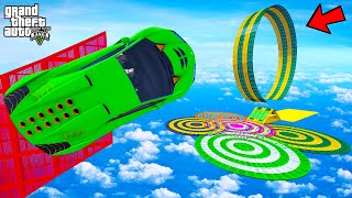 FRANKLIN TRIED MASSIVE RING JUMP MEGA RAMP PARKOUR CHALLENGE GTA 5  SHINCHAN and CHOP [upl. by Auohp68]