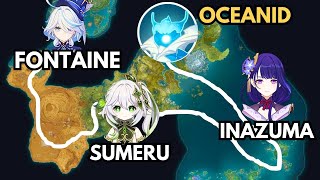 Furina Travels Around Teyvat to Invite Nahida and Ei to Beat Oceanid No Teleport [upl. by Alekram300]