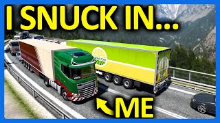 I Snuck into the BIGGEST Convoy in Euro Truck Simulator [upl. by Jason]