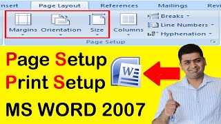 MS WORD 2007 PAGELAYOUT  PAGE SIZE PAGE MARGIN AND PRINT SETUP [upl. by Bodwell427]