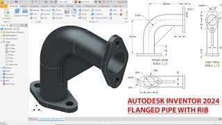 Autodesk Inventor 2024 Tutorial Flanged Pipe with Rib [upl. by Freyah]