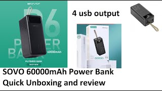 SOVO 60000mAh Power Bank model P6 Unboxing and Review [upl. by Naellij]