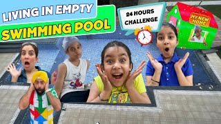 Living In Empty Swimming Pool  24 Hours Challenge  Ramneek Singh 1313  RS 1313 VLOGS [upl. by Sylera]