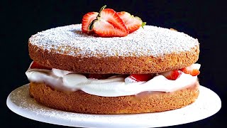 Easy Victoria Sponge Cake Recipe with Cream and Strawberries [upl. by Allveta]