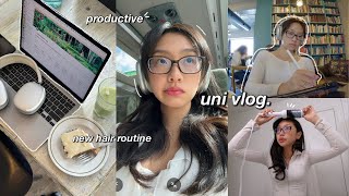 STUDY VLOG 🖇 waking up at 5am uni days in my life yellowface review amp new hair routine [upl. by Gillman]