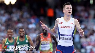 Jakob Ingebrigtsen MUSCLES his way to mens 5000m win Grant Fisher races to bronze  Paris Olympics [upl. by Noda]