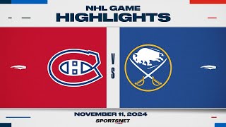 NHL Highlights  Canadiens vs Sabres  November 11 2024 [upl. by Ramona896]