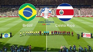 BRAZIL vs COSTA RICA  COPA AMERICA 2024 USA  Group D  Full Match All Goals  PES Gameplay [upl. by Inami]