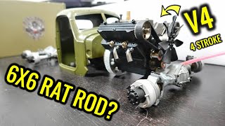 6X6 RAT ROD BUILD KING KONG RC 112 CA30 ZIS151  Part 1 Can It Work Real V4 4 Stroke Engine [upl. by Job]