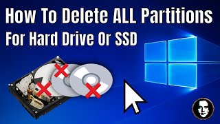 How To Delete All Partitions On A Hard Drive Or SSD Using Windows 10 [upl. by Aciretehs]