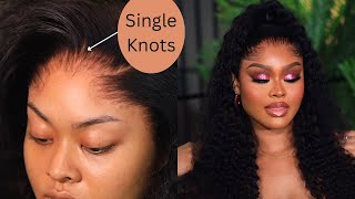 UPGRADED SINGLE KNOT FLAWLESS DEEP WAVE FRONTAL WIG DETAILED INSTALL  FT ALIPEARL HAIR [upl. by Lune]