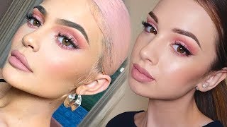 KYLIE JENNER Inspired Makeup Tutorial  Pink Smokey Eye [upl. by Nohsram]