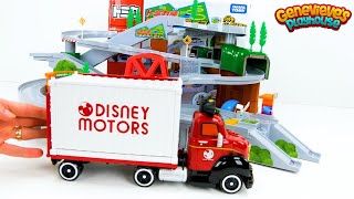 Lets play with Disney Tsum Tsum and Shopkins Cars on the Tomica Mountain Drive playset [upl. by Sulihpoeht]