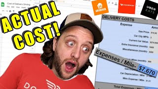 The True Cost of DELIVERY DRIVING for Grubhub DoorDash Uber Eats EXPLAINED with Spreadsheet [upl. by Eceeryt]