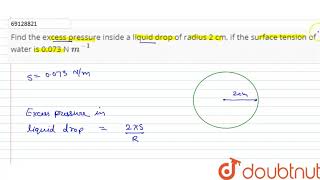 Find the excess pressure inside a liquid drop of radius 2 cm if the s [upl. by Tartan]