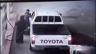 Petrol station theft caughtThefts caught on cctv camera in saudi arabia [upl. by Derfla]