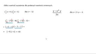 Oblicz wartość wyrażenia dla podanych wartości zmiennych [upl. by Noraj]