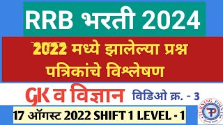 RRB GK आणि विज्ञान 17 ऑगस्ट 2024 SHIFT 1 [upl. by Meggy]