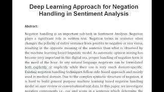 Deep Learning Approach for Negation Handling in Sentiment Analysis [upl. by Pennington]