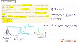 In the laboratory preparation of hydrochloricacid  hydrogen chloride gasis dissolved in water [upl. by Isej]