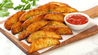 Crispy Potato Wedges  Perfect Oven Baked Snack Side or Appetizer [upl. by Ephrem]