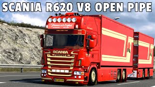 ETS2 146 SCANIA R620 V8 OPEN PIPE MOD [upl. by Nyliahs]