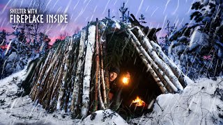 Building a Warm Shelter to Survive HEAVY SNOW 3 Day Winter Camping [upl. by Kendy]