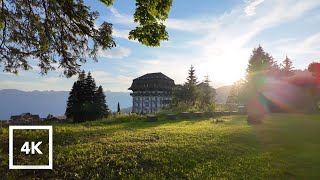 Relaxing scenic sunset walk in VillarssurOllon Switzerland  Binaural Nature City Sounds ASMR [upl. by Kedezihclem]