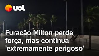 Furacão Milton perde força mas é extremamente perigoso até atingir a Flórida dizem autoridades [upl. by Airdnahs]