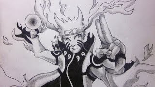 How to draw Naruto Bijuu Mode with a rasengan Shippuden [upl. by Beare]