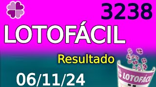 Resultado da LOTOFÁCIL 3238 Lotofacil conc3238 dia 0611 [upl. by Yelime]